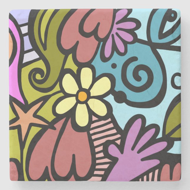 Modern Abstract Cubism Art Stone Coaster (Front)