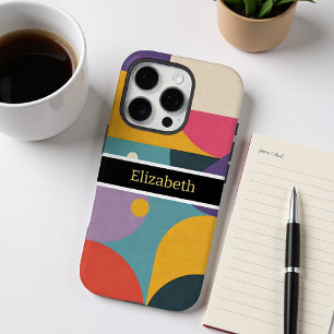 Modern Abstract Custom Name Geometric  iPhone 16 Pro Case