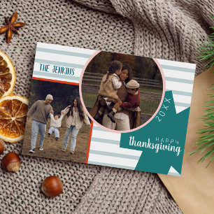 Modern Abstract Cute Colourful Thanksgiving Photo Holiday Card