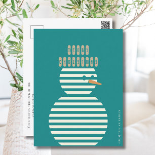 Modern abstract cute frosty snowman holiday postcard