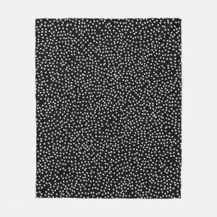 Modern Abstract Cute Polka Dot Black and White Fleece Blanket