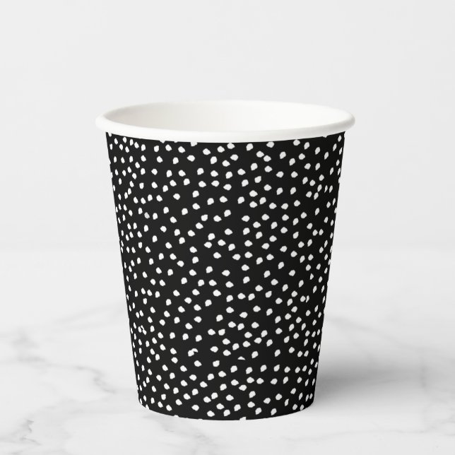 Modern Abstract Cute Polka Dot Black and White Paper Cups (Front)