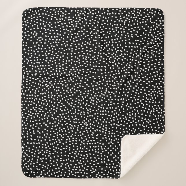 Modern Abstract Cute Polka Dot Black and White Sherpa Blanket (Front)