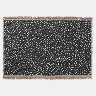 Modern Abstract Cute Polka Dot Black and White Throw Blanket
