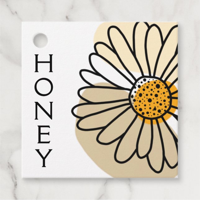 Modern Abstract Daisy Honey Apiary Hang Tag (Front)