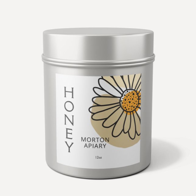 Modern Abstract Daisy Honey Apiary Label (Creator Uploaded)