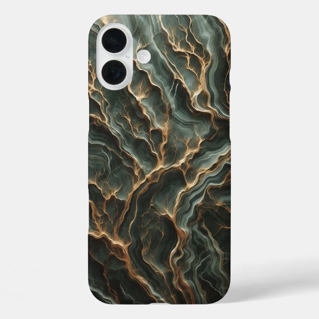 Modern Abstract Dark Teal and Gold Marble Phone  Case-Mate iPhone Case (Back)