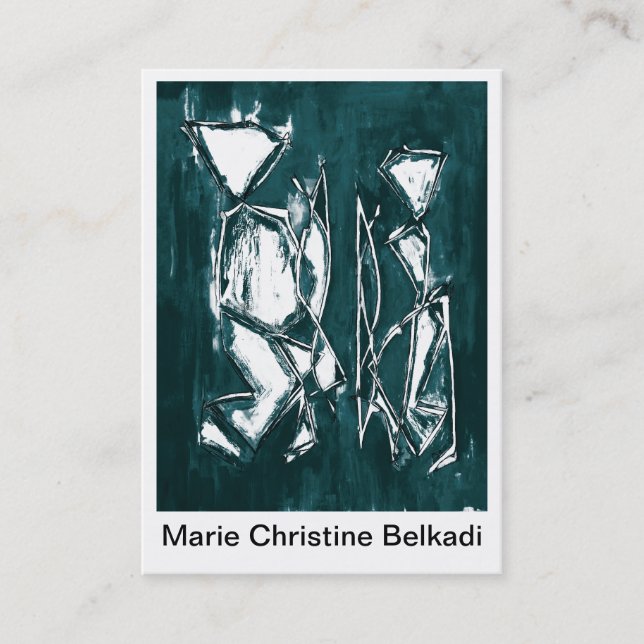 Modern Abstract Dark Teal Grey Artistic Networking Business Card (Front)