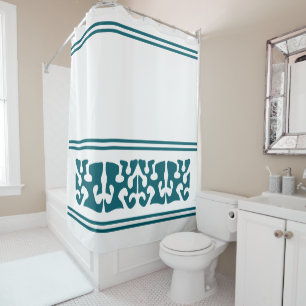 Modern Abstract dark teal shape art Shower Curtain