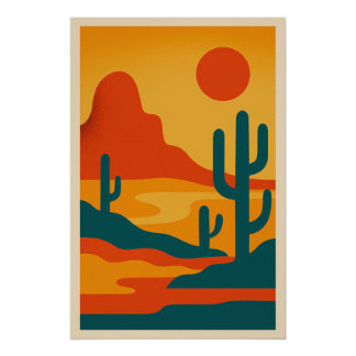 Modern Abstract Desert Landscape Poster