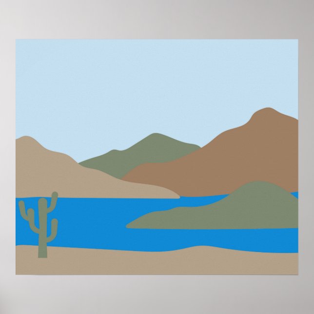 Modern Abstract Desert Ocean Beach Landscape Mid  Poster (Front)