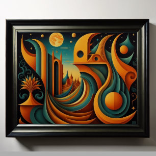 Modern Abstract Design Cubism Surrealism 4:5 Poster