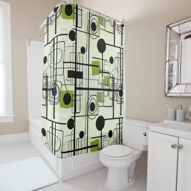 Modern abstract design, dynamic lines Throw Pillow Shower Curtain (In Situ)