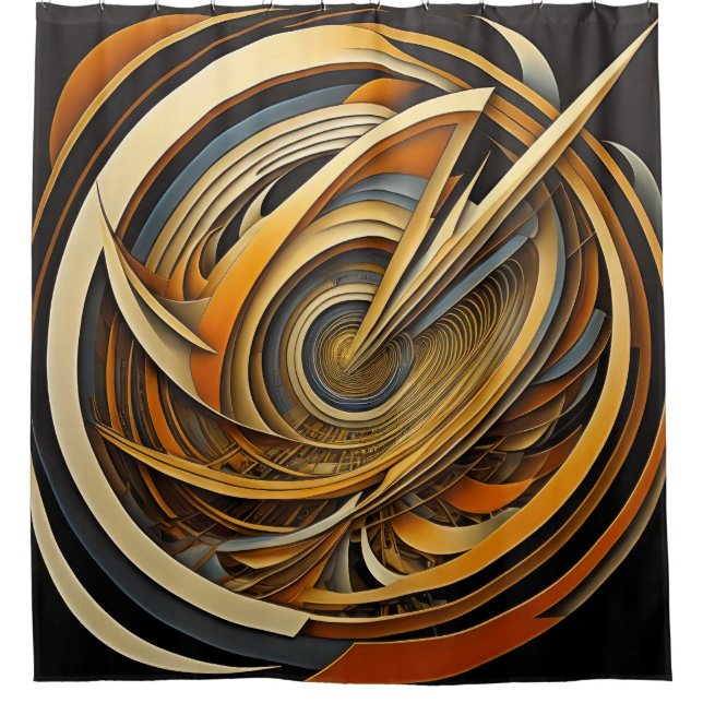 Modern Abstract Design Futurism Shower Curtain (Front)