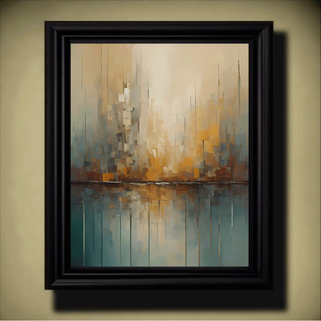 Modern Abstract Design Gold and Blue Grey Tones Poster (Creator Uploaded)