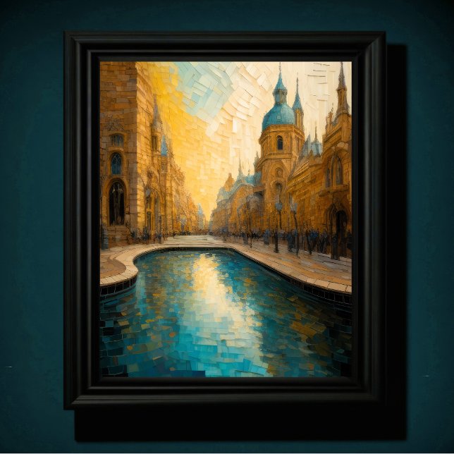 Modern Abstract Design Gold Blue European  Poster (Creator Uploaded)