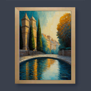 Modern Abstract Design Gold Blue European  Poster