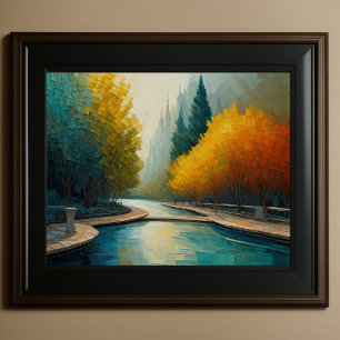 Modern Abstract Design Gold Orange Blue European  Poster