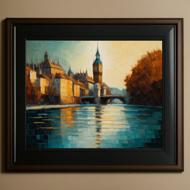 Modern Abstract Design Gold Orange Blue European  Poster (Creator Uploaded)