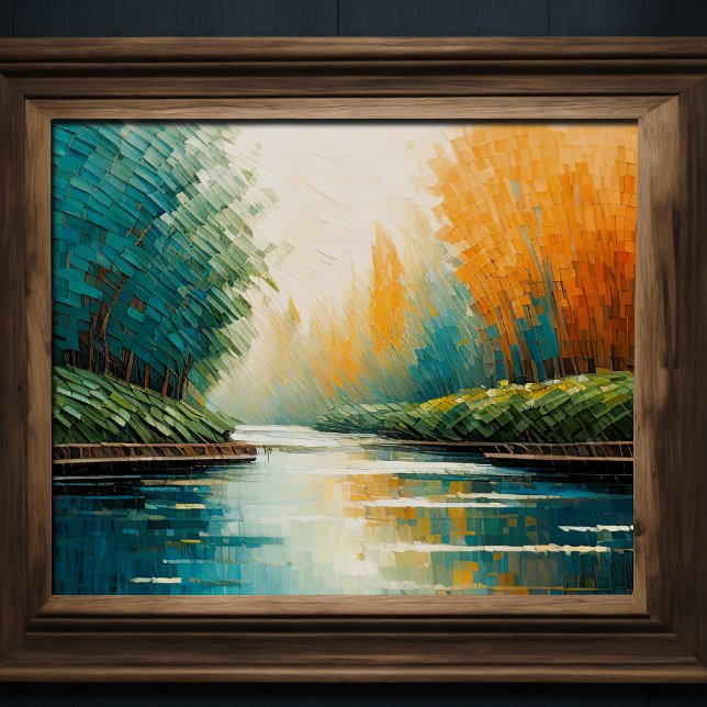 Modern Abstract Design Gold Orange Blue European  Poster (Creator Uploaded)