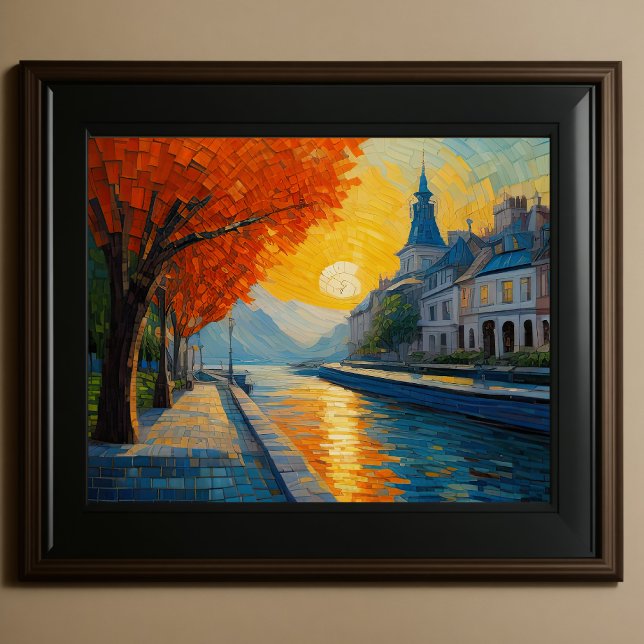 Modern Abstract Design Gold Orange Blue European  Poster (Creator Uploaded)