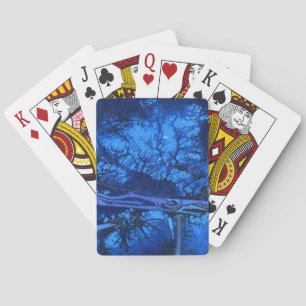 Modern abstract design in cool underwater blues playing cards