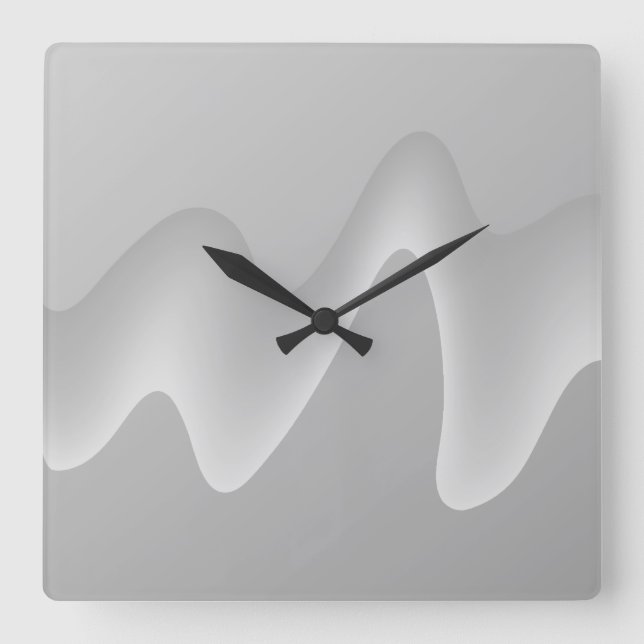 Modern Abstract Design in Light Grey. Square Wall Clock (Front)