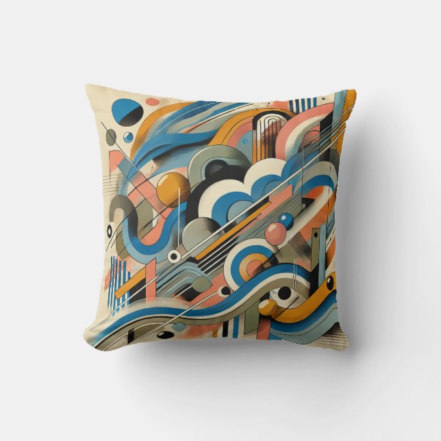 Modern Abstract Design with Subtle Eastern Influen Cushion (Front)