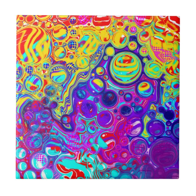 Modern Abstract Digital Fluid Art  Ceramic Tile (Front)
