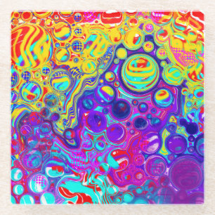Modern Abstract Digital Fluid Art Glass Coaster