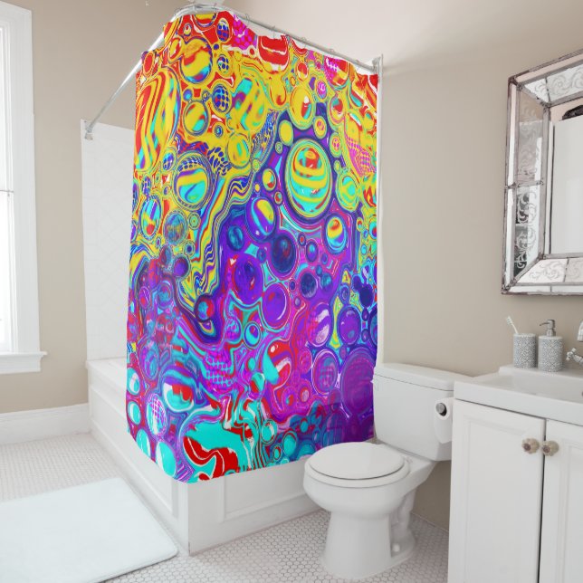 Modern Abstract Digital Fluid Art   Shower Curtain (In Situ)