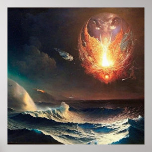 Modern Abstract digital painting sky lights Poster