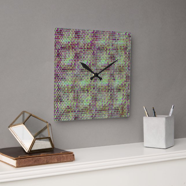 Modern abstract digital pattern design 1233 square wall clock (Office)