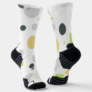 Modern Abstract Dot Pattern Socks-White, Grey,Lime Socks
