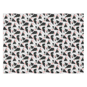 Modern Abstract Dots and Pink Flowers Tablecloth