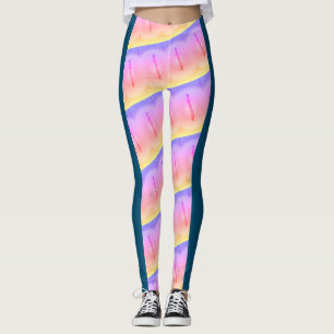 MODERN abstract draw in- blue black yellow pink Leggings