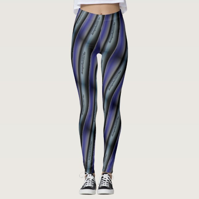 MODERN abstract draw in-blue-grey-black Leggings (Front)