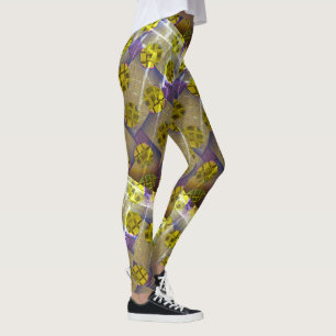 MODERN abstract draw in-brown-deep yellow-light Leggings