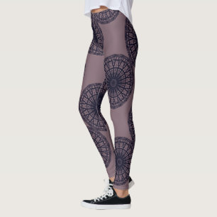 MODERN abstract draw in-deep blue -deep pink#7D616 Leggings