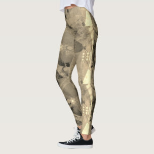 MODERN abstract draw in-light-brown-gold-black - Leggings