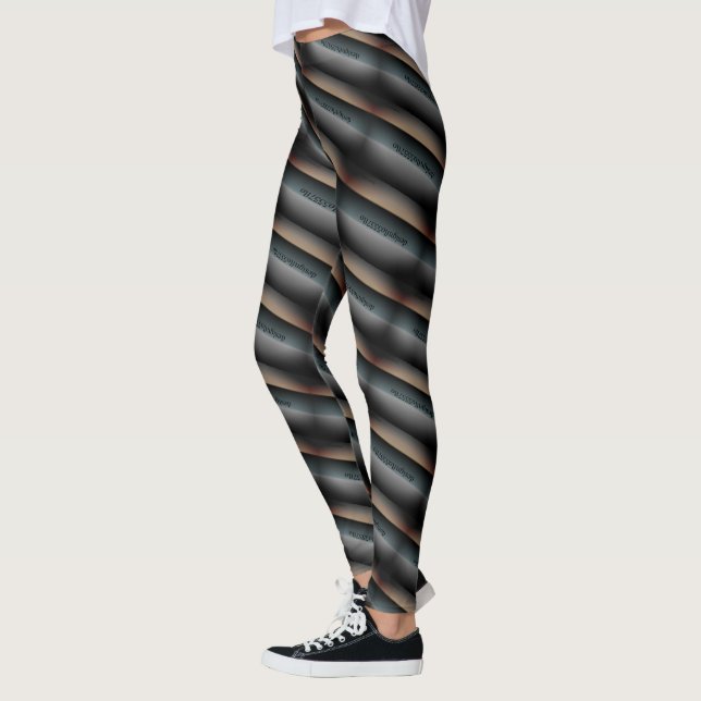 MODERN abstract draw in-light- grey black brown Leggings (Left)