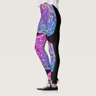 MODERN abstract draw in-light-pink-black-blue Leggings