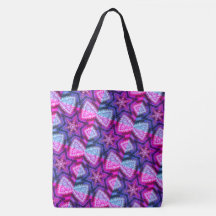 MODERN abstract draw in-red-deep blue-pink Tote B