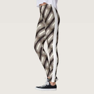 MODERN abstract draw in-white light brown black Leggings