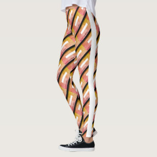 MODERN abstract draw in-white light yellow black Leggings