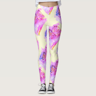 MODERN abstract draw in-yellow-light-pink-purple Leggings