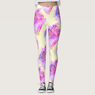 MODERN abstract draw in-yellow-light-pink-purple Leggings