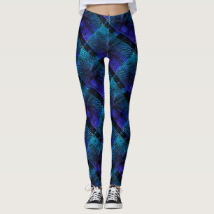 MODERN abstract drawing-black-blue-purple-mosaic Leggings