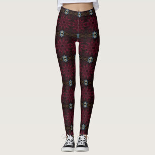 MODERN abstract drawing in-black-red-gray-mosaic Leggings