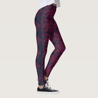 MODERN abstract drawing in-black-red-mosaic Leggings